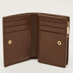 مملوكة مسبقًا Gucci Horsebit 1955 Beige/Brown GG Supreme Canvas and Leather Compact Wallet