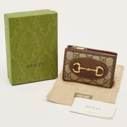 مملوكة مسبقًا Gucci Horsebit 1955 Beige/Brown GG Supreme Canvas and Leather Compact Wallet
