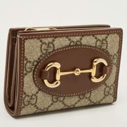 مملوكة مسبقًا Gucci Horsebit 1955 Beige/Brown GG Supreme Canvas and Leather Compact Wallet