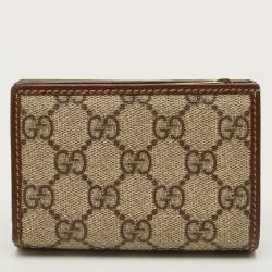 مملوكة مسبقًا Gucci Horsebit 1955 Beige/Brown GG Supreme Canvas and Leather Compact Wallet