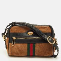 Pre Owned Gucci Ophidia Mini Suede and Leather Camera Crossbody Bag