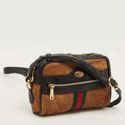Pre Owned Gucci Ophidia Mini Suede and Leather Camera Crossbody Bag