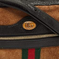 Pre Owned Gucci Ophidia Mini Suede and Leather Camera Crossbody Bag