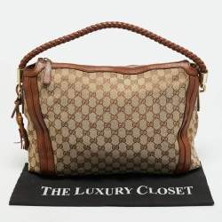 مملو كة مسبقًا Gucci Bella Medium Brown/Beige GG Canvas and Leather Hobo