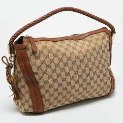 مملوكة مسبقًا Gucci Bella Medium Brown/Beige GG Canvas and Leather Hobo
