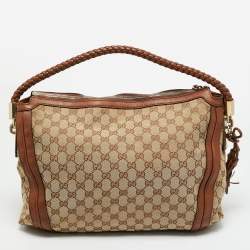 مملوكة مسبقًا Gucci Bella Medium Brown/Beige GG Canvas and Leather Hobo