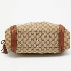 مملوكة مسبقًا Gucci Bella Medium Brown/Beige GG Canvas and Leather Hobo