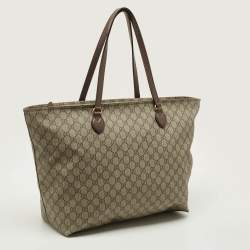 مملوكة مسبقًا Gucci Top Zip Beige GG Supreme Canvas Tote