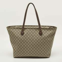 مملوكة مسبقًا Gucci Top Zip Beige GG Supreme Canvas Tote