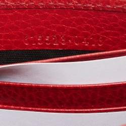 Pre Owned Gucci Interlocking G Red Leather Wallet On Chain