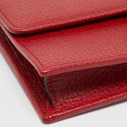 Pre Owned Gucci Interlocking G Red Leather Wallet On Chain