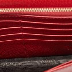 Pre Owned Gucci Interlocking G Red Leather Wallet On Chain