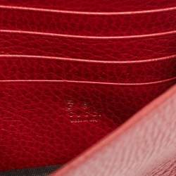 Pre Owned Gucci Interlocking G Red Leather Wallet On Chain