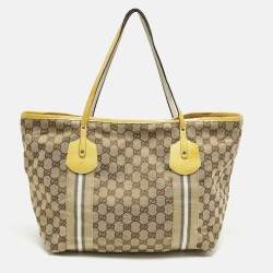 مملوكة مسبقًا Gucci Jolie Yellow/Beige Canvas and Patent Leather Tote