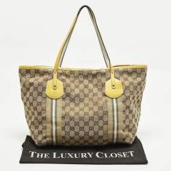 مملوكة مسبقًا Gucci Jolie Yellow/Beige Canvas and Patent Leather Tote