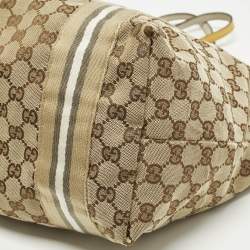مملوكة مسبقًا Gucci Jolie Yellow/Beige Canvas and Patent Leather Tote