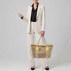 مملوكة مسبقًا Gucci Jolie Yellow/Beige Canvas and Patent Leather Tote