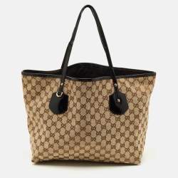 مملوكة مسبقًا Gucci Jolie Black/Beige GG Canvas and Patent Leather Tote