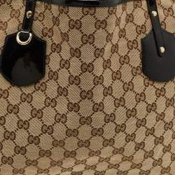 مملوكة مسبقًا Gucci Jolie Black/Beige GG Canvas and Patent Leather Tote