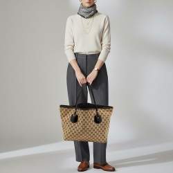مملوكة مسبقًا Gucci Jolie Black/Beige GG Canvas and Patent Leather Tote