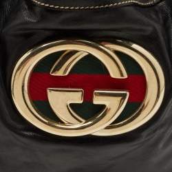 مملوكة مسبقًا حقيبة يد غوتشي دايلوكس بريت متوسطة قماش أسود مغلف وجلد لامع