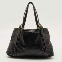 مملوكة مسبقًا حقيبة يد غوتشي دايلوكس بريت متوسطة قماش أسود مغلف وجلد لامع