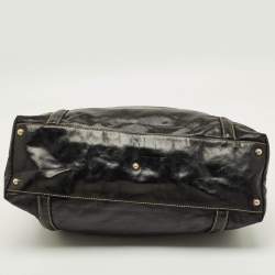 مملوكة مسبقًا حقيبة يد غوتشي دايلوكس بريت متوسطة قماش أسود مغلف وجلد لامع