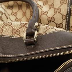 مملوكة مسبقًا Gucci Abbey Large Dark Brown/Beige GG Canvas Tote