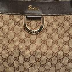 مملوكة مسبقًا Gucci Abbey Large Dark Brown/Beige GG Canvas Tote