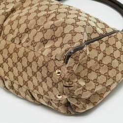 مملوكة مسبقًا Gucci Abbey Large Dark Brown/Beige GG Canvas Tote