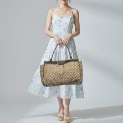 مملوكة مسبقًا Gucci Abbey Large Dark Brown/Beige GG Canvas Tote