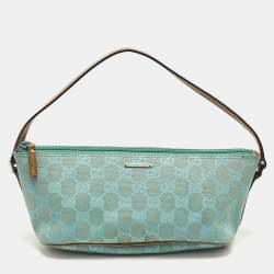 مملوكة مسبقًا Gucci Boat Green/Brown GG Canvas Pochette Bag