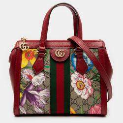 Pre Owned Gucci Brown GG Flora Ophidia Satchel