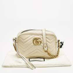 Pre Owned حقيبة كاميرا ميني جلد ماتيلاسي أبيض من غوتشي جي جي مارمونت