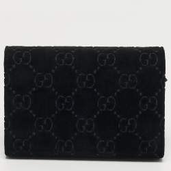 Pre Owned Gucci Dionysus Crystal Black GG Velvet Wallet On Chain