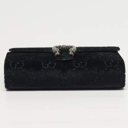 Pre Owned Gucci Dionysus Crystal Black GG Velvet Wallet On Chain