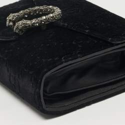 Pre Owned Gucci Dionysus Crystal Black GG Velvet Wallet On Chain
