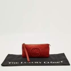 مملوكة مسبقًا حقيبة صغيرة غووتشي سوهو جلد برتقالي للمعصم