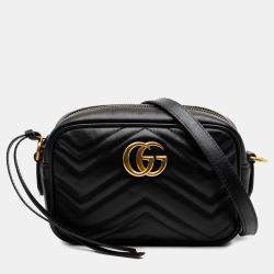 مملوكة مسبقًا Gucci Black Mini GG Marmont Matelasse Leather Crossbody