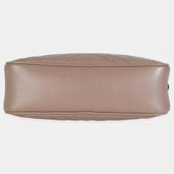 مملوكة مسبقًا Gucci Taupe Calfskin Matelasse Small GG Marmont Chain Shoulder Bag