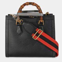 مملوكة مسبقًا حقيبة يد غوتشي ديانا صغيرة جلد دالر محكم رمادي مغبر أسود