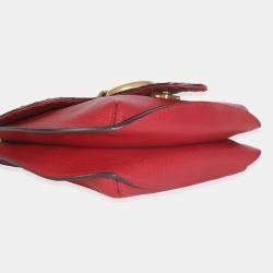 Pre Owned حقيبة كتف غوتشي مارمونت انيماليير جلد العجل محبب أحمر