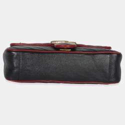 مملوكة مسبقًا حقيبة غوتشي مارمونت جي جي تورشون جلد العجل أحمر/أسود