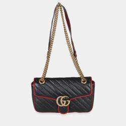 مملوكة مسبقًا حقيبة غوتشي مارمونت جي جي تورشون جلد العجل أحمر/أسود