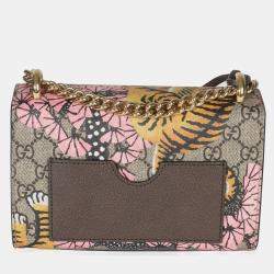 Pre Owned حقيبة كتف صغيرة غوتشي قفل البادلوك نمر بنغال GG سوبريم