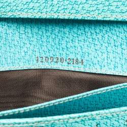 Pre Owned Gucci Studded Flap Beige/Turquoise GG Canvas and Leather French Continental Wallet