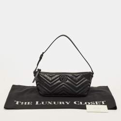 Pre Owned حقيبة كروس غوتشي جي جي مارمونت جلد ماتلاس أسود