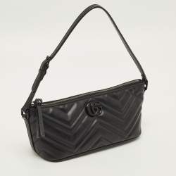 Pre Owned حقيبة كروس غوتشي جي جي مارمونت جلد ماتلاس أسود