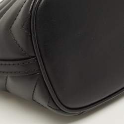 Pre Owned حقيبة كروس غوتشي جي جي مارمونت جلد ماتلاس أسود