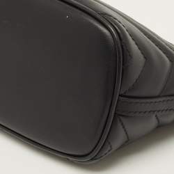 Pre Owned حقيبة كروس غوتشي جي جي مارمونت جلد ماتلاس أسود